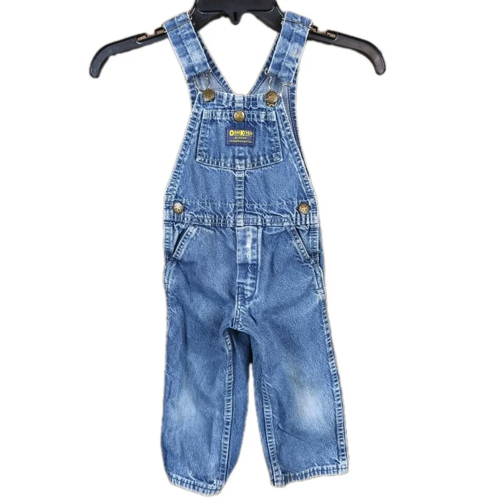 Vintage‎ OshKosh Bgosh Denim Overalls Made in USA Vestbak Blue Cotton Size 4T